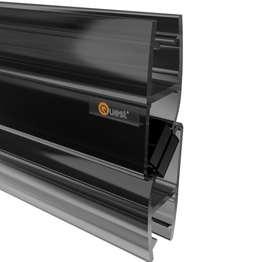 Magnetisk vinkelduschtätning 200 cm svart, 2 st