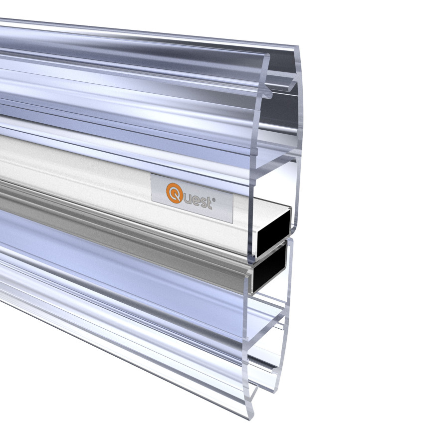 Magnetisk duschpackning rak 200 cm, för glas 6-8 mm, transparent, 2 st