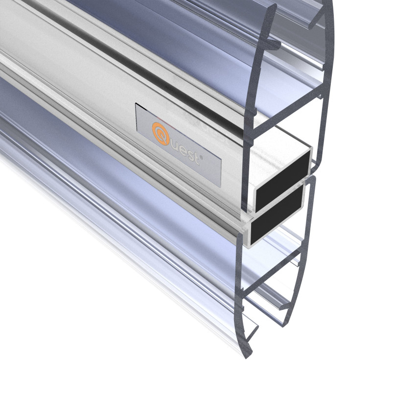 Magnetisk duschpackning rak 200 cm, för glas 6-8 mm, transparent, 2 st