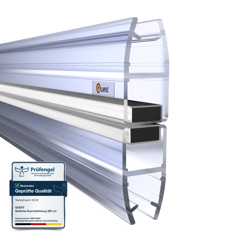 Magnetisk duschpackning rak 200 cm, för glas 6-8 mm, transparent, 2 st