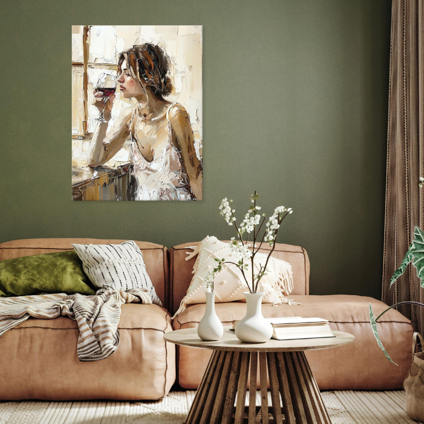 målning av en kvinnas ansikte som målat på duk för sovrumsväggen 100x70