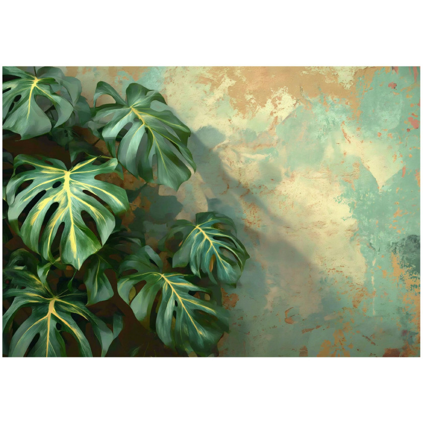 MONSTER GRÖN BETON LEAF FOTO tapet för vardagsrum tapet 150x105