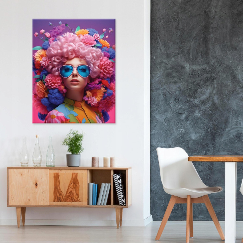 Bild KVINNA BLOMMOR ABSTRAKTION PÅ VÄGG 120x80