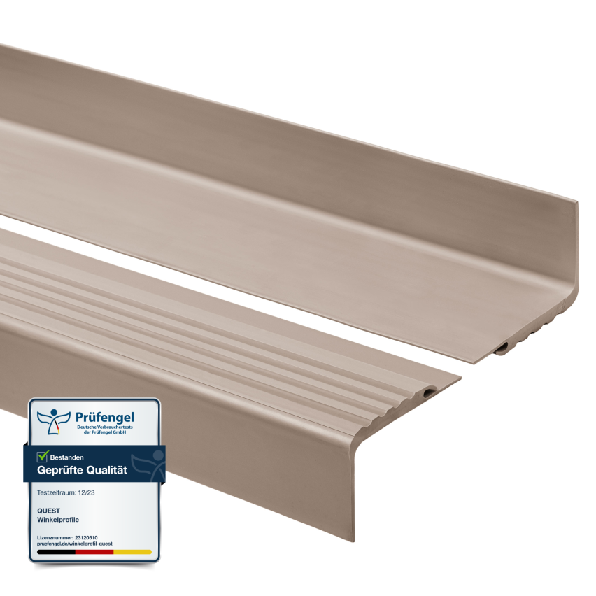 Halkfri trappkantlist PVC 48x42 mm, trapprofil, beige, 150 cm