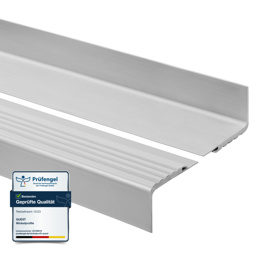 Halkfri trappkantlist PVC 48x42 mm, trapprofil, grå, 150 cm