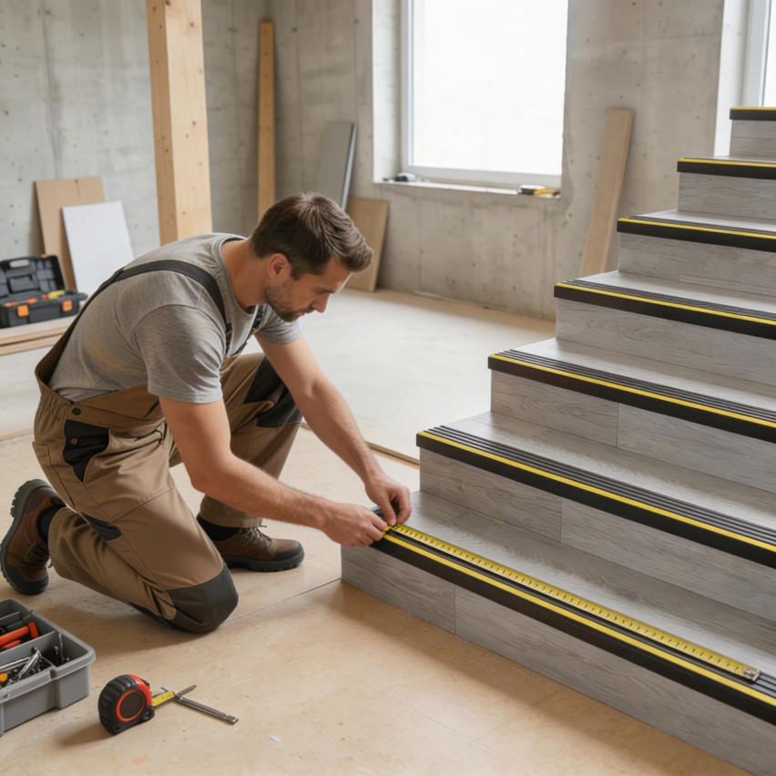 Halkfri trappkantlist PVC 55x40 mm, trapprofil RD, svart, 150 cm