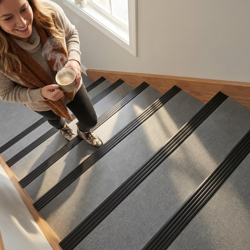 Halkfri trappkantlist PVC 40x60 mm, trapprofil RDD, mörkgrå, 150 cm
