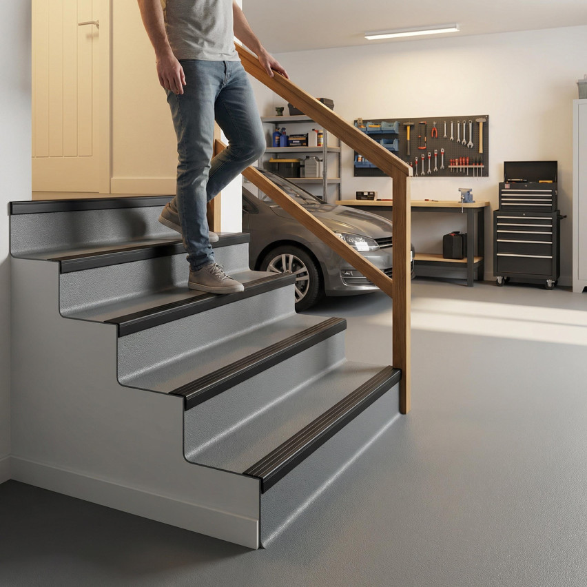 Halkfri trappkantlist PVC 40x42 mm, trapprofil RDT, brun, 150 cm