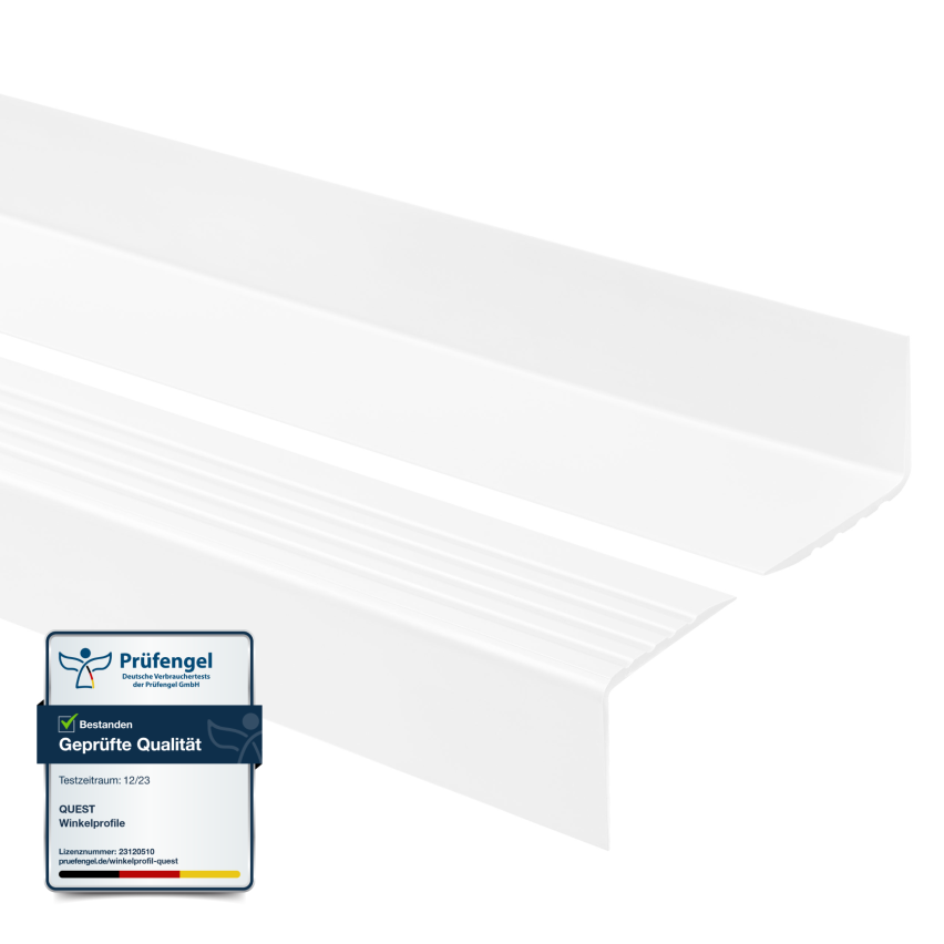 Halkfri trappkantlist PVC 50x42 mm, trapprofil RGP, vit, 150 cm
