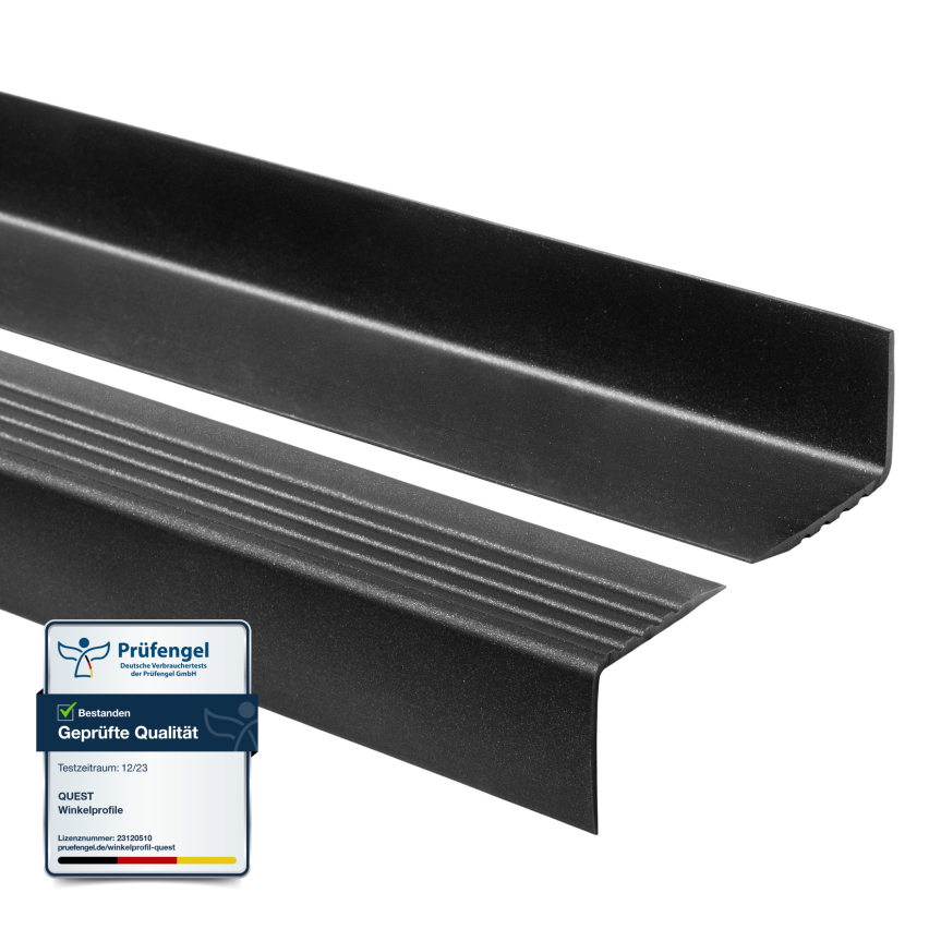 Halkfri trappkantlist PVC 50x42 mm, trapprofil RGP, svart-silver, 150 cm