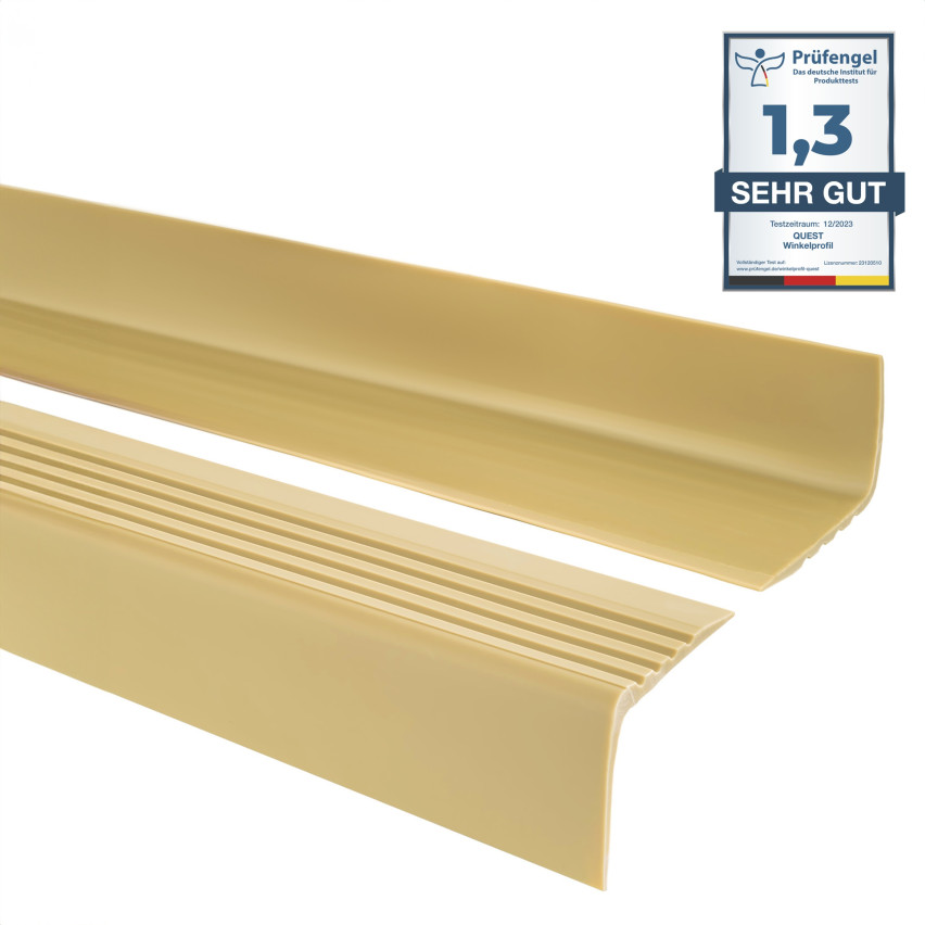 Halkskyddad trappprofil 50x42mm 150cm krämfärgad