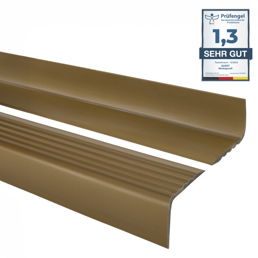 Halkskyddad trappprofil 50x42mm 150cm mässing