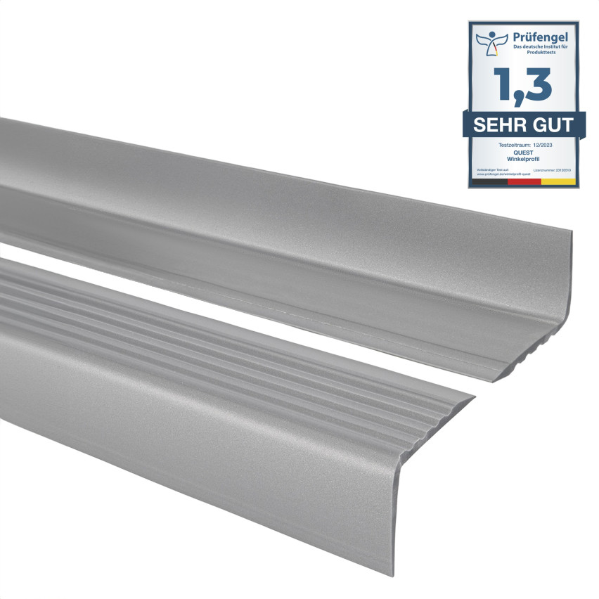 Halkskyddad trappprofil 50x42mm 150cm silver