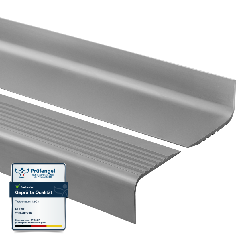 Halkfri trappkantlist PVC 70x40 mm, trapprofil RGPD, mörkgrå, 150 cm