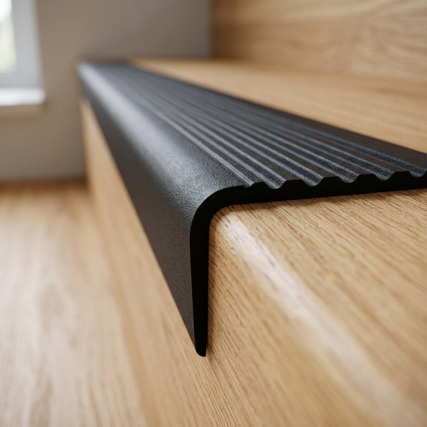 Halkfri trappkantlist PVC 70x40 mm, trapprofil RGPD, brun, 150 cm