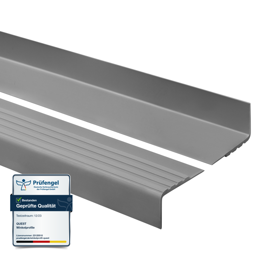Halkfri trappkantlist PVC 30x27 mm, trapprofil RM, mörkgrå, 150 cm