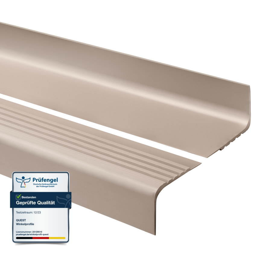 Halkfri trappkantlist PVC 50x45 mm, trapprofil RO, beige, 150 cm