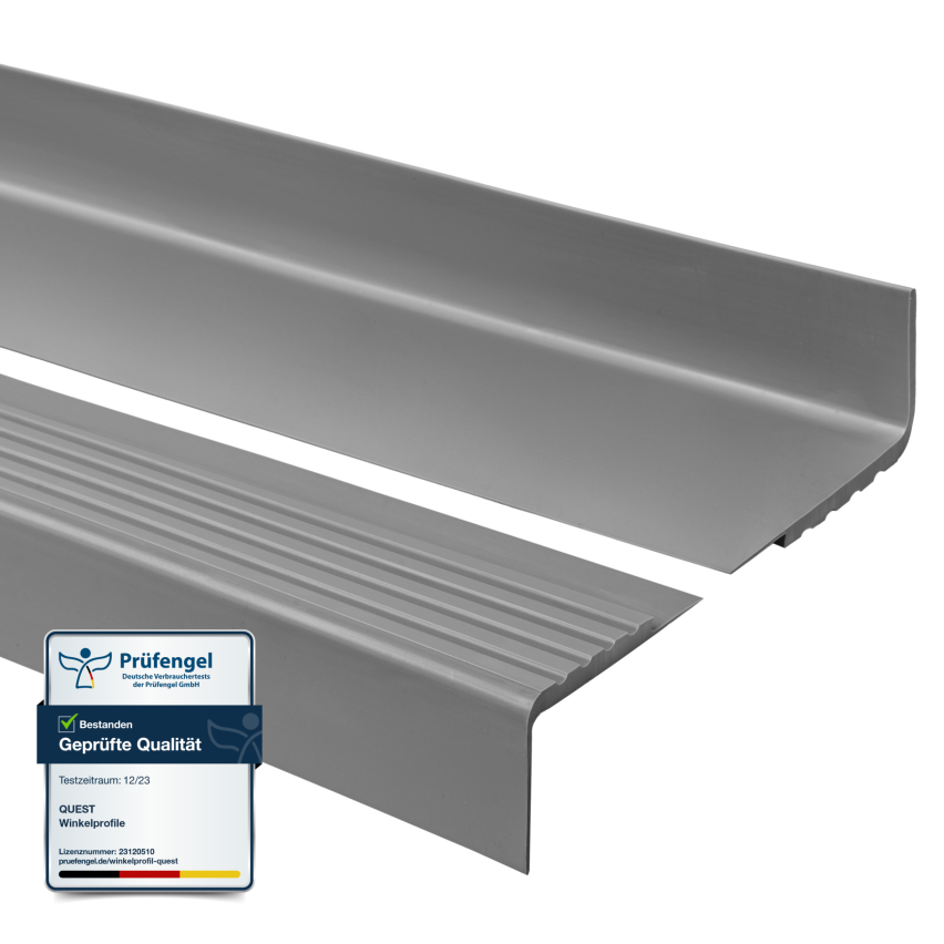 Halkfri trappkantlist PVC 40x40 mm, trapprofil RS, mörkgrå, 150 cm