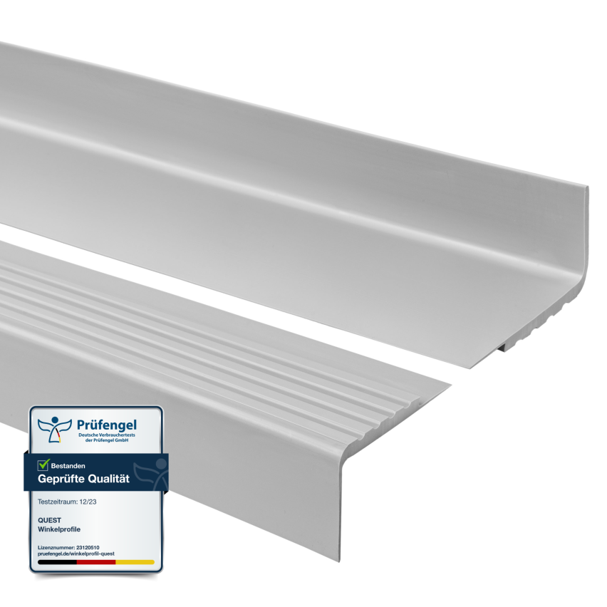 Halkfri trappkantlist PVC 40x40 mm, trapprofil RS, grå, 150 cm
