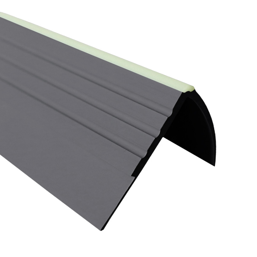 Halkfri trappkantlist PVC 40x40 mm, 150 cm, mörkgrå, trapprofil RDFL