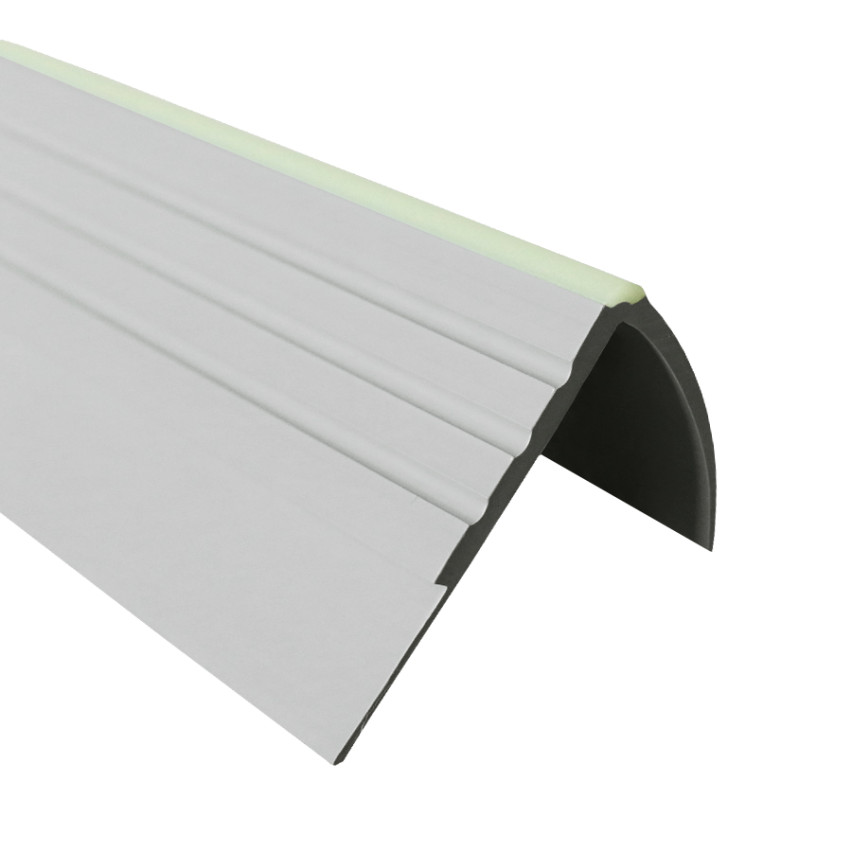 Halkfri trappkantlist PVC 40x40 mm, 150 cm, grå, trapprofil RDFL