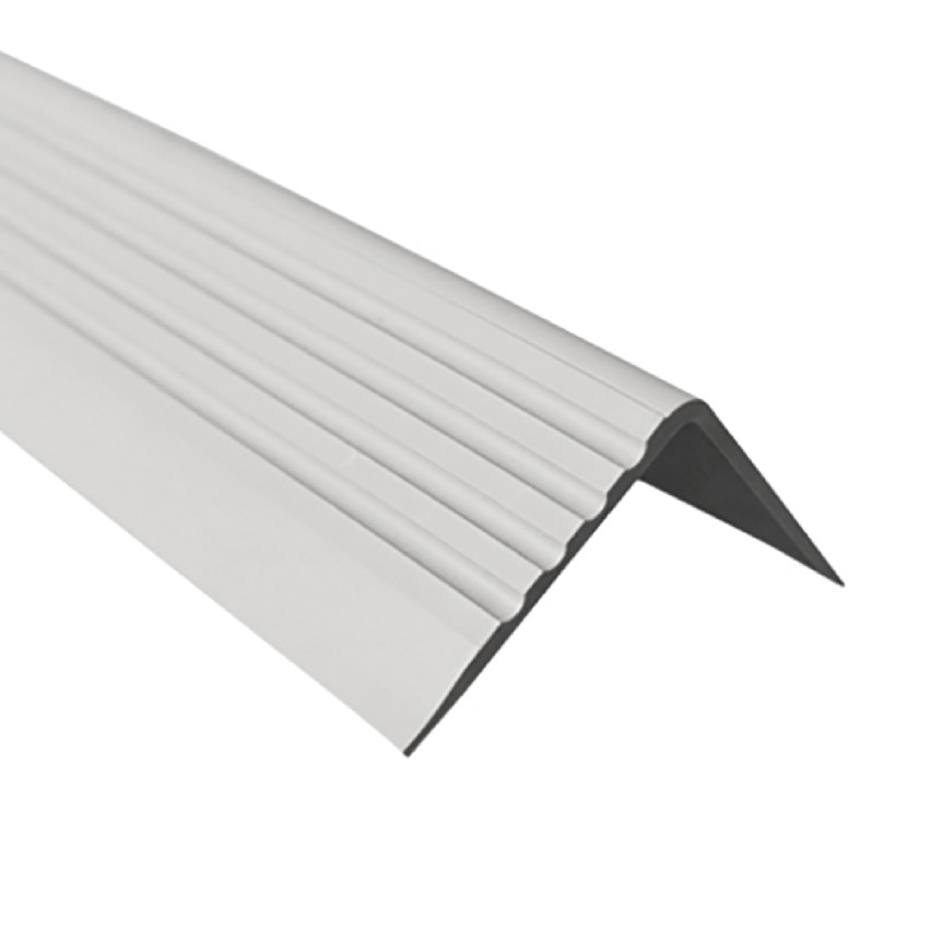 Halkfri trappkantlist PVC 50x42 mm, ljusgrå, självhäftande trapprofil med självhäftande tejp RGP