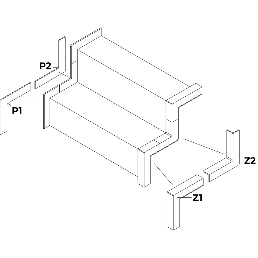 Externt väggprofil PVC  P2, svart