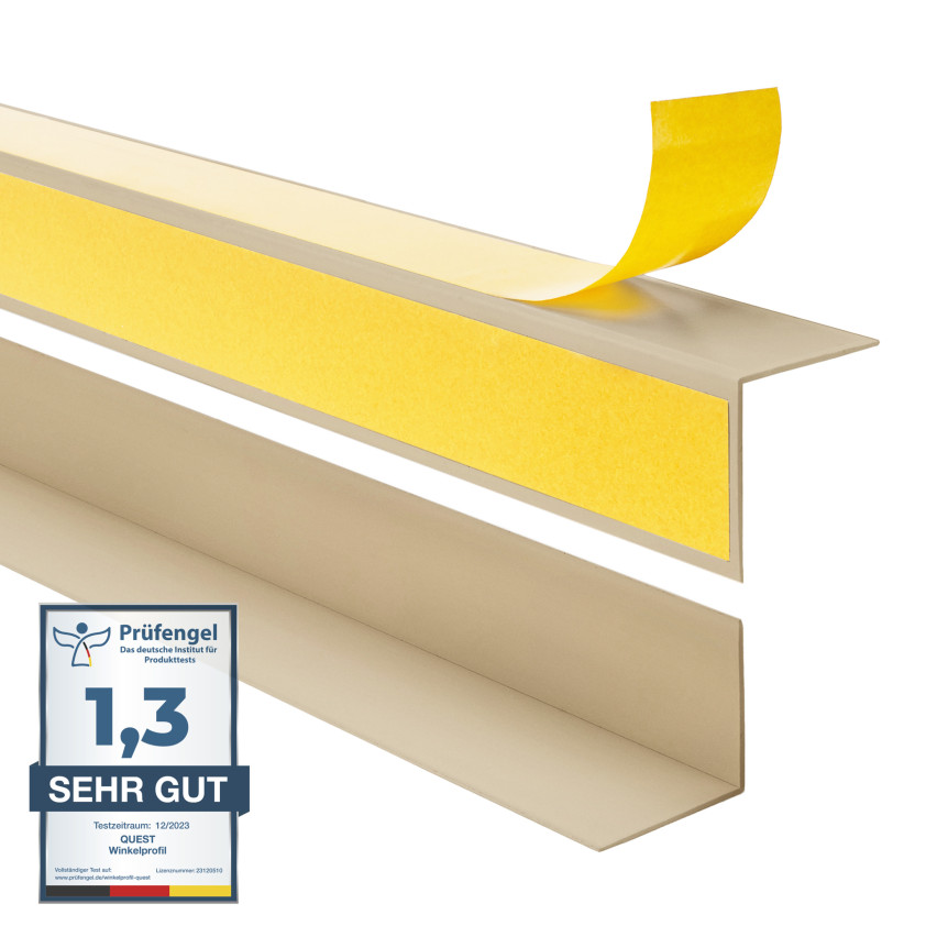 Hårt hörnskyddslist PVC självhäftande beige, limmade på utsidan, dekorativa KTZ