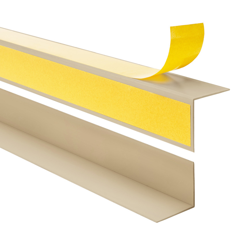 Hårt hörnskyddslist PVC självhäftande beige, limmade på utsidan, dekorativa KTZ