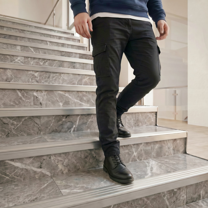 Set: Rutschfritt trappprofil med lim, brun, 50x42 mm, 100 cm