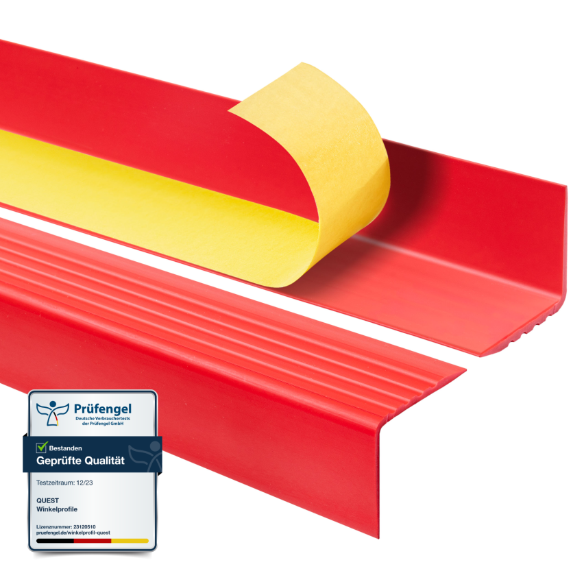 Halkfri trappkantlist PVC 50x50mm, självhäftande trapprofil med självhäftande tejp RGP-O, Röd