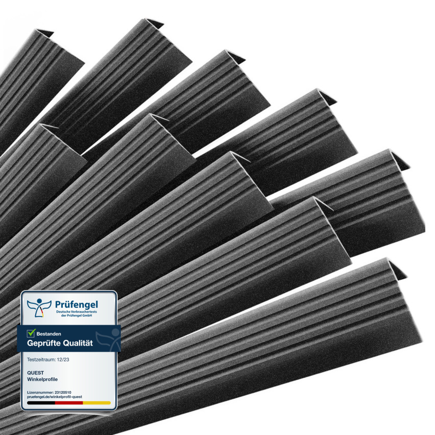 Set: Rutschfritt trappprofil med lim, svart-silver, 50x42 mm, 100 cm