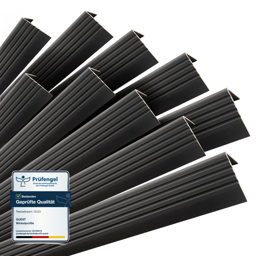 Set: Rutschfritt trappprofil med lim, svart, 50x42 mm, 100 cm