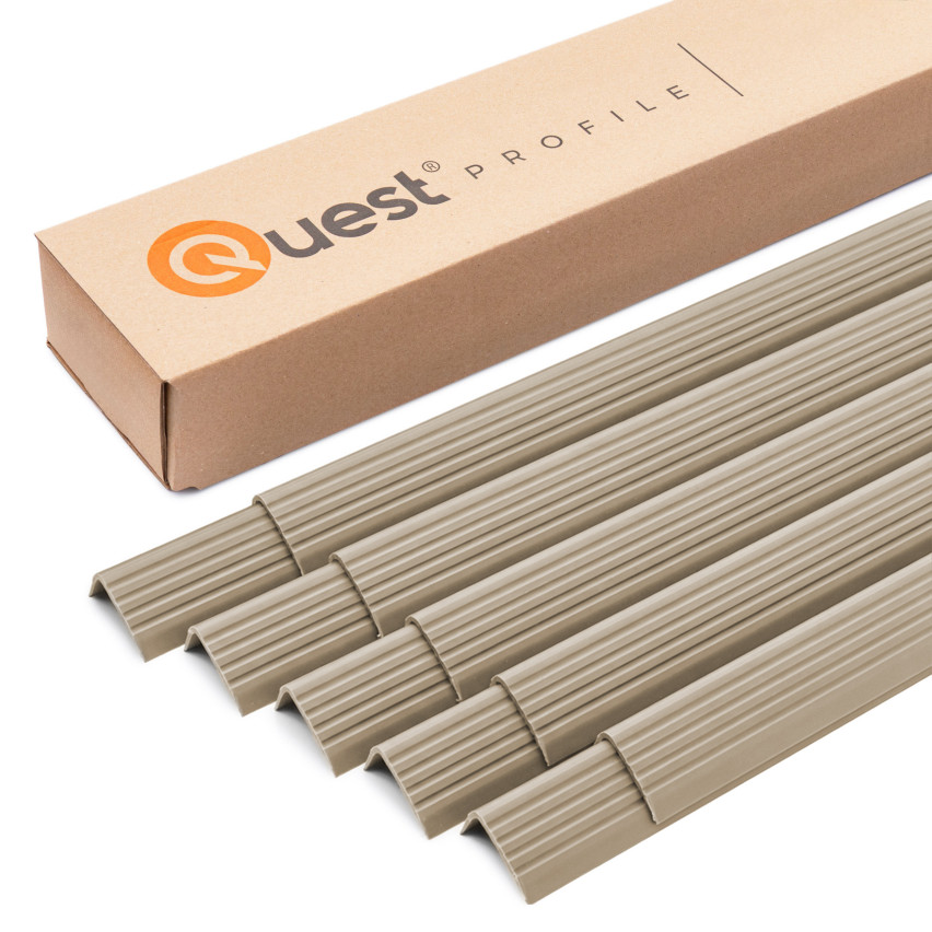 Set: Självhäftande Halkfria Trapprofiler, beige, 40x25 mm, 100 cm