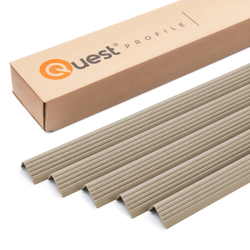 Set: Självhäftande Halkfria Trapprofiler, beige, 40x25 mm, 100 cm