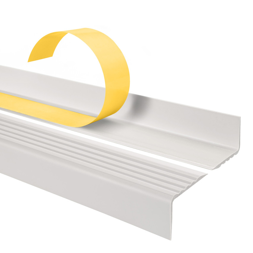 Set: Självhäftande Halkfria Trapprofiler, vit, 40x25 mm, 100 cm