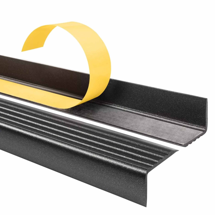 Set: Självhäftande Halkfria Trapprofiler, svart-silver, 40x25 mm, 100 cm