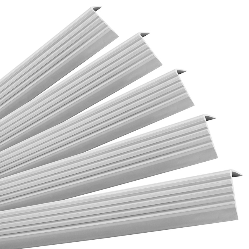 Set: Självhäftande Halkfria Trapprofiler, ljusgrå, 40x25 mm, 100 cm