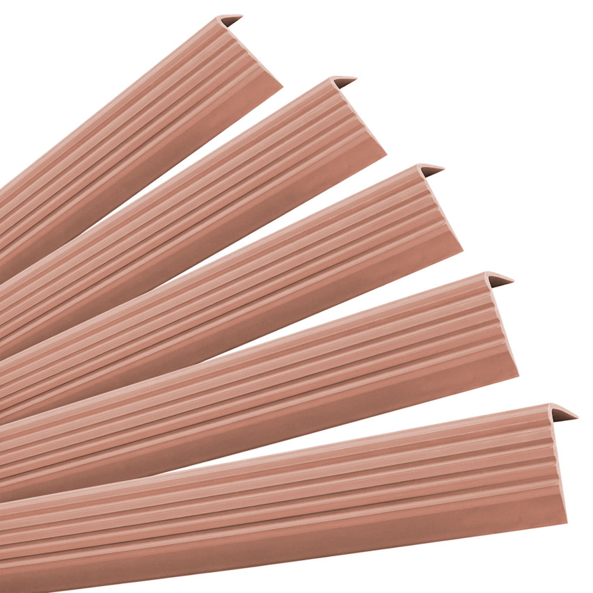 Set: Självhäftande Halkfria Trapprofiler, ljusbrun, 40x25 mm, 100 cm