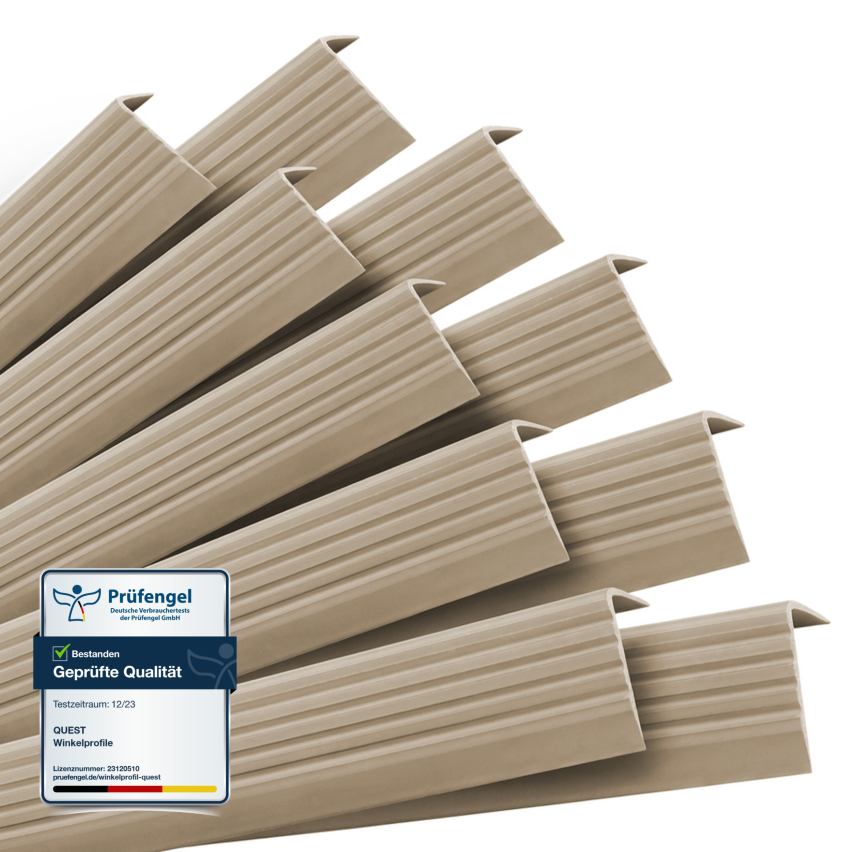 Set: Självhäftande Halkfria Trapprofiler, beige, 40x25 mm, 100 cm