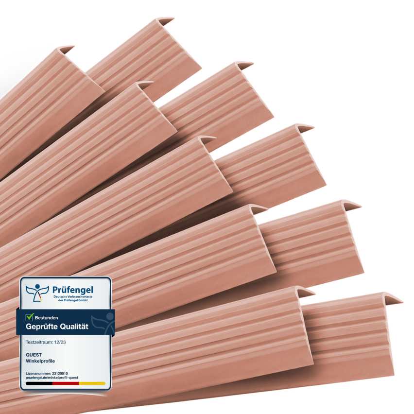 Set: Självhäftande Halkfria Trapprofiler, ljusbrun, 40x25 mm, 100 cm
