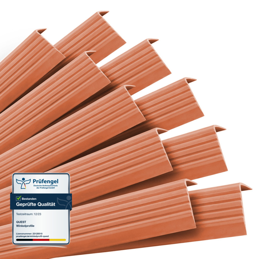 Set: Självhäftande Halkfria Trapprofiler, tegelröd, 40x25 mm, 100 cm