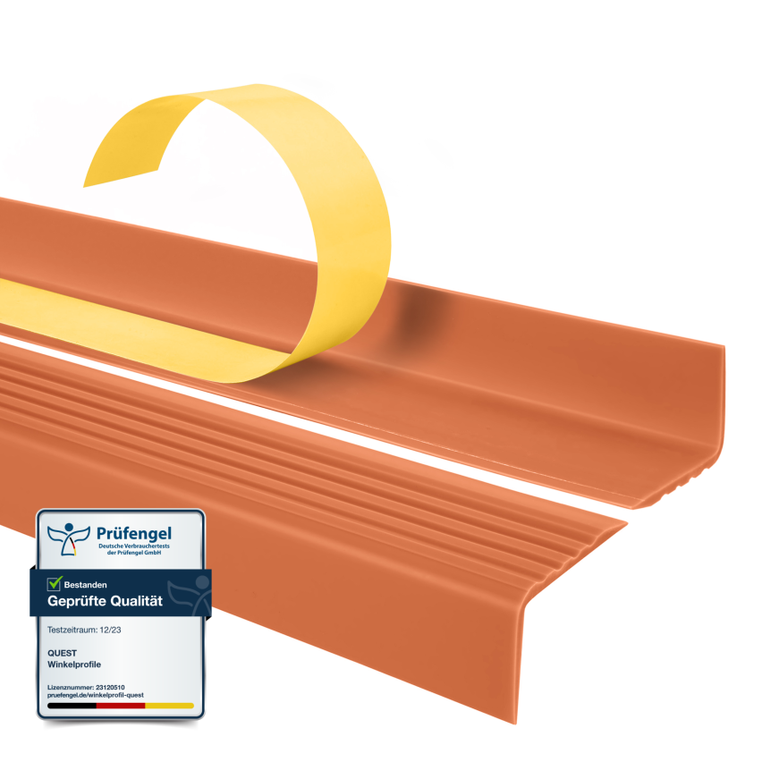 Halkfri trappkantlist PVC 40x25 mm, självhäftande trapprofil med självhäftande tejp ND, Tegelsten