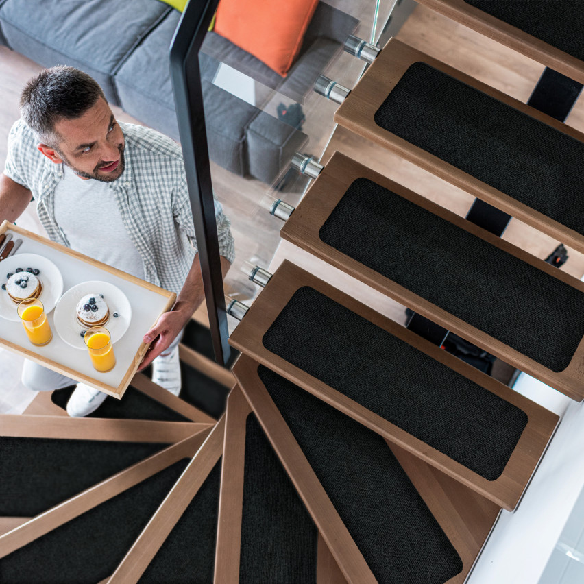 Halkfri trappmatta, rak, trappstegsskydd, krämfärgad, 76 cm