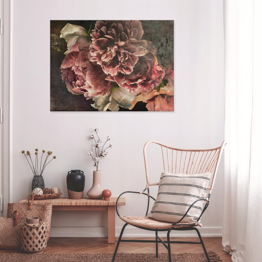 Bild VINTAGE RETRO BLOMMOR på duk Stor 100x70