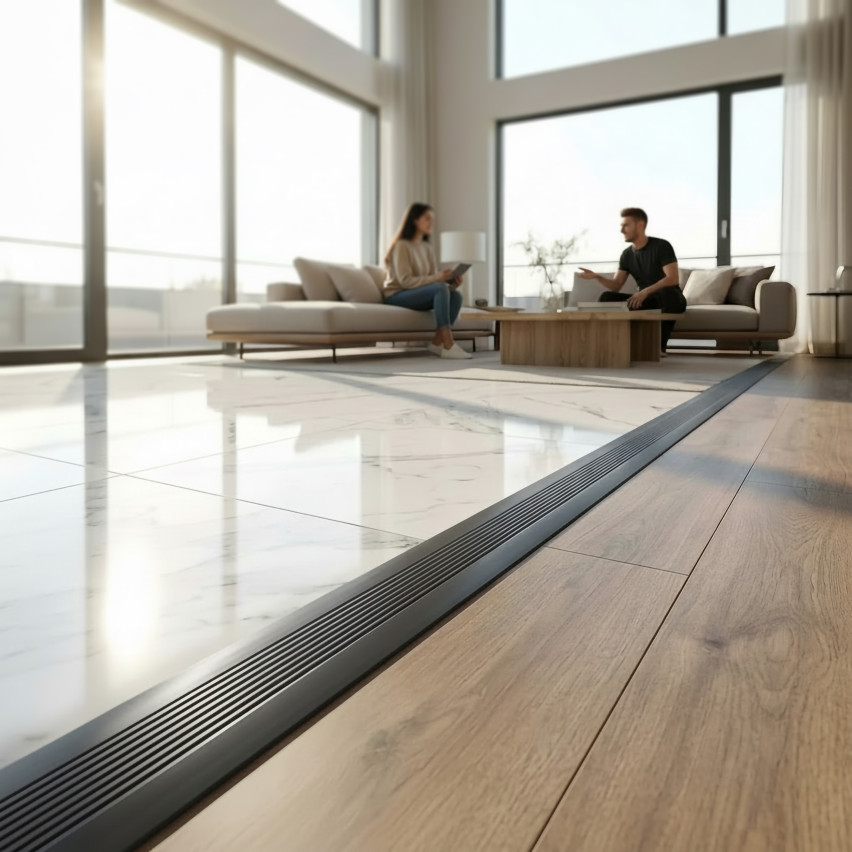 PVC-dilatationslist, flexibel skarvlist för PVC-golv och kakel, 70x2mm, mörkgrå