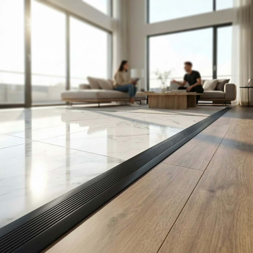 PVC-dilatationslist, flexibel skarvlist för PVC-golv och kakel, 70x2mm, svart