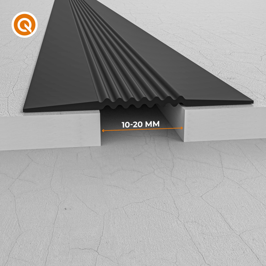 PVC-dilatationslist, flexibel skarvlist för PVC-golv och kakel, 70x2mm, svart