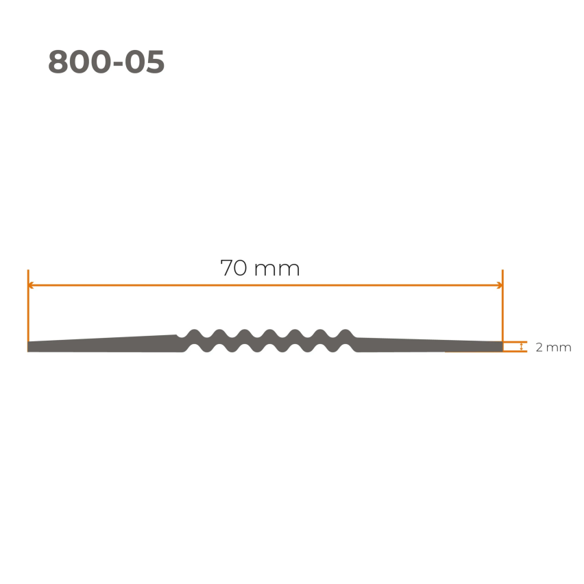 PVC-dilatationslist, flexibel skarvlist för PVC-golv och kakel, 70x2mm, grå