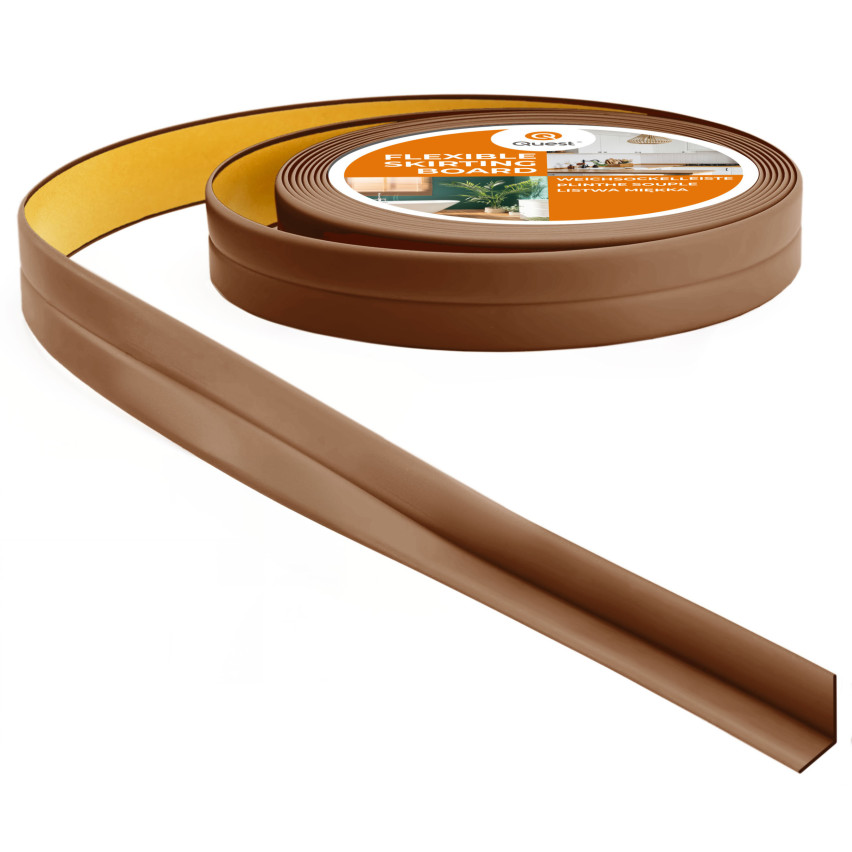 Kantband PVC 10x10 mm, självhäftande, flexibel, brun, 5 m